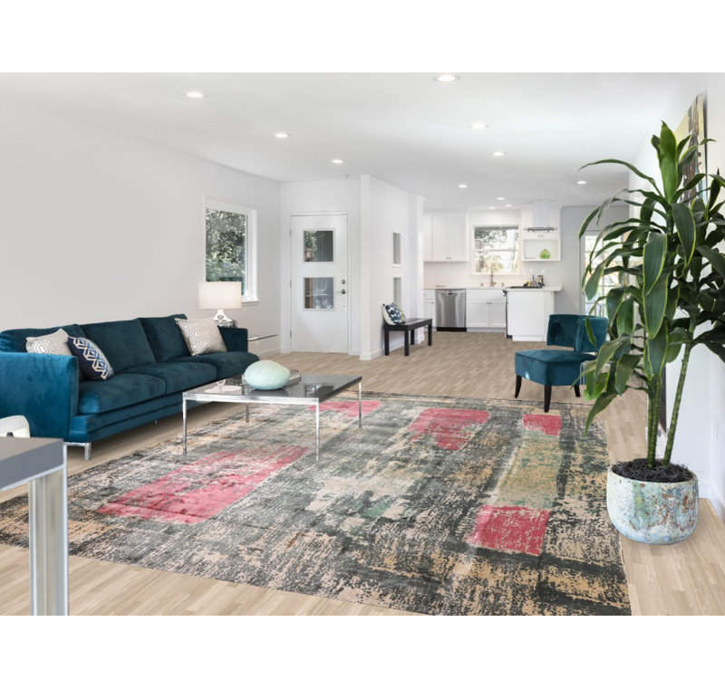 Tapis moderne en laine à motif abstrait All-Over 8 x 11