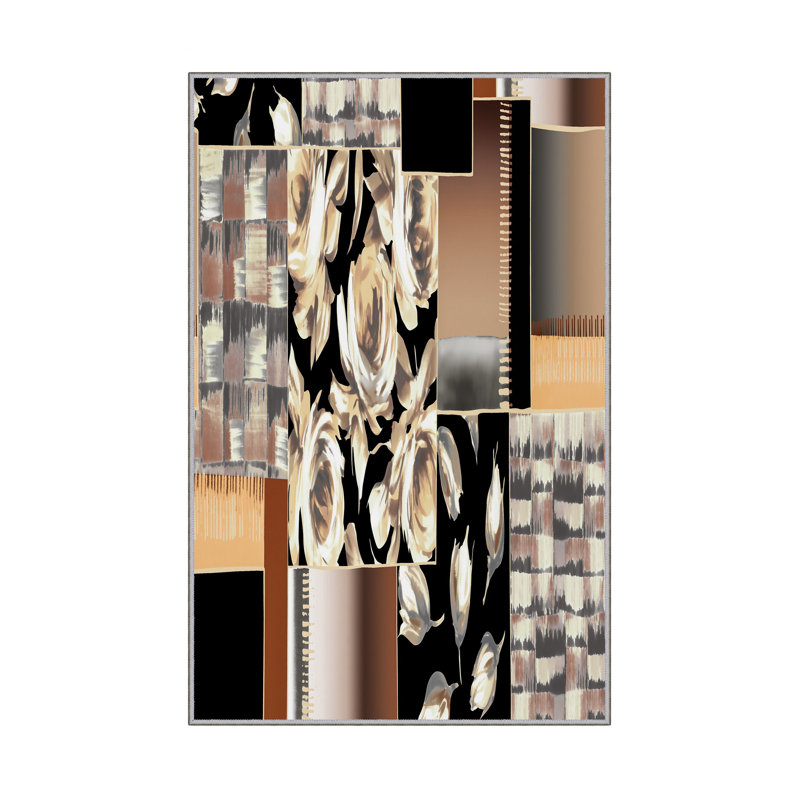 Luxurious Woven Carpet 5.2 x 7.5 ft, 100% Polyester, 0.4 in Pile Height | Antibacterial, Non-Slip PVC Dot Underside, Machine Washable | Elegant 3D Digital Print Design, Perfect for Living Room & Bedroom Décor
