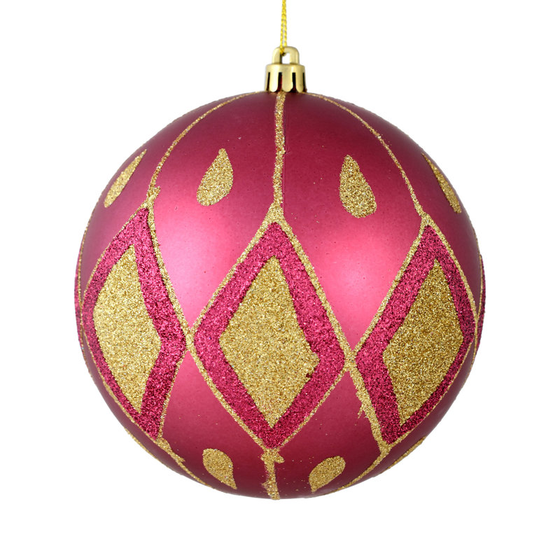 Ornement boule de diamant pailleté mat, Rouge