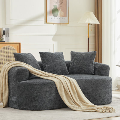 Causeuse courbée, petit canapé en chenille avec 3 coussins, canapé profond pour appartement, salon, aucun assemblage requis, canapés à compression