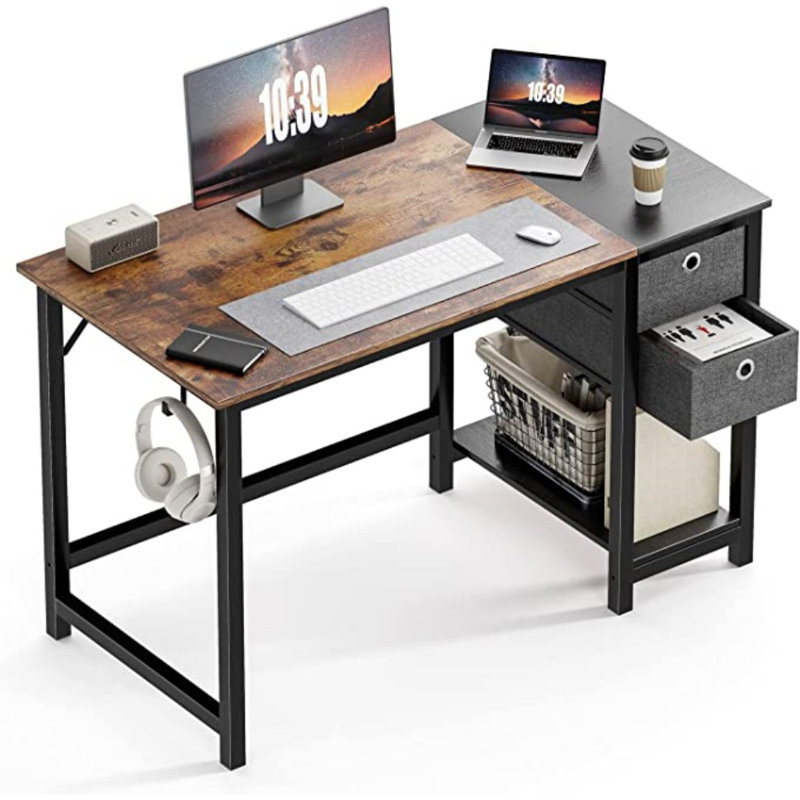 Norrington Writing Desk with 2 Drawers, Rustic Brown, 29.3" H x 40" W x 23.6" D