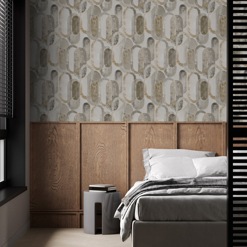 Sublime Geometric Vinyl Metallic Wallpaper Double Roll, Sand Gold