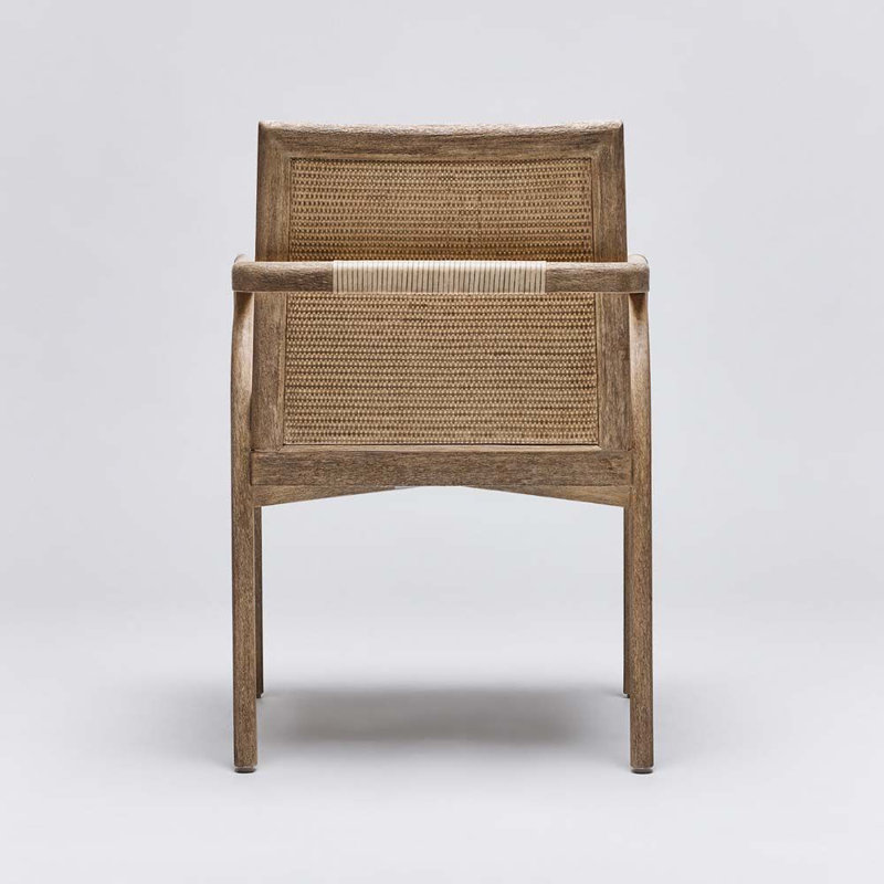 Delray Upholstered Arm Chair, White Ceruse, Moss Tweed