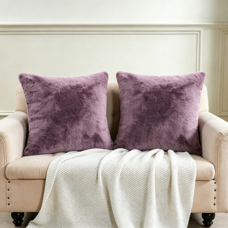 Housse de coussin lourd en fausse fourrure, H 26 pi x l 26 pi, Bois de rose