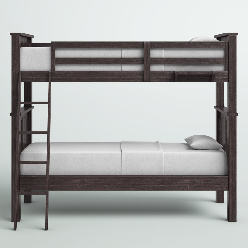 Lit superposé standard en bois massif Mateo, Simple au dessus de simple, Espresso