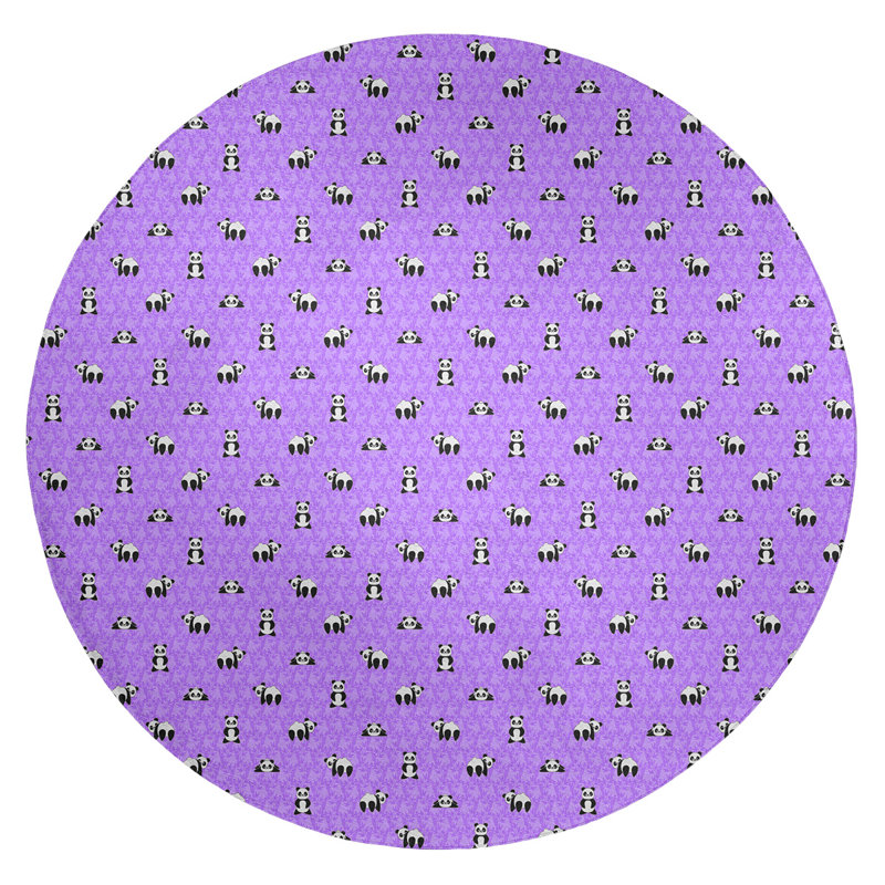 Tapis de salle mauve panda, Rond 5 pi