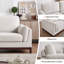 Ensemble de salon 3 pièces avec canapé rembourré moderne en lin de 79,1 po et coussin lombaire-1417108486