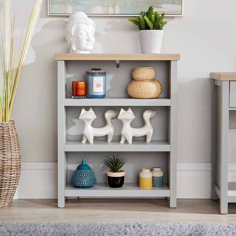 Rasco 3 Tier Bookcase Shelving 36mm Thick Top Unit, 87cm H x 70cm W x 22.5cm D, Grey