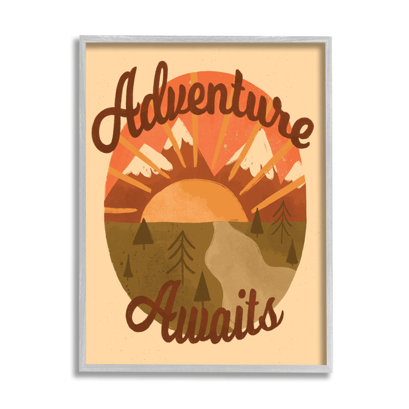 «Adventure Awaits Mountain Sunrise Scenery Calligraphy» par Emmakisstina - impression, L 16 po x H 20 po