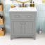 Meuble-lavabo simple autoportant avec rangement, portes à fermeture en douceur et lavabo en céramique Devises-837261922