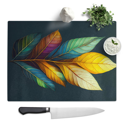 Serene Leaves  Glass Chopping Board