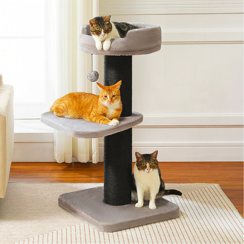 Arbre à chat 36 po, poteau à griffer XL pour grands chats, tour à chat mignonne avec poteau à griffer très épais [Dia = 5,5 po], lit amovible, grand griffoir pour chats d'intérieur