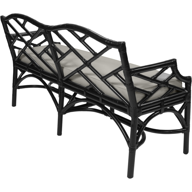 Chippendale Upholstered Bench, Black