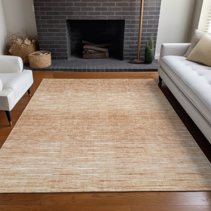 Premium Machine Washable Prisco Salmon Rug, Rectangle 9' x 12'