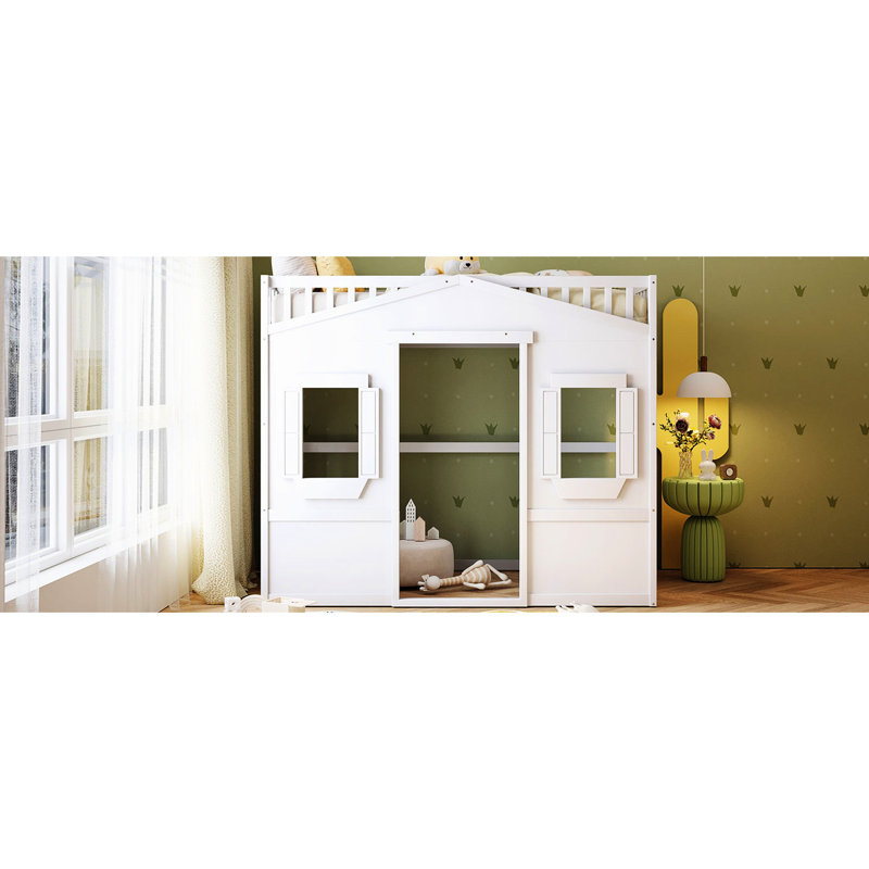 Lit mezzanine simple avec lit en bois massif blanc pour une nuit de sommeil confortable - stable et de fabrication, Blanc