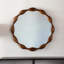 32.28" Solid Wood Round Mirror, Rustic Farmhouse Wavy Irregular Decorative Wall Mirror  Walnut, Large Circle Wood Frame Mirror For Living Room, Hallway, Entryway