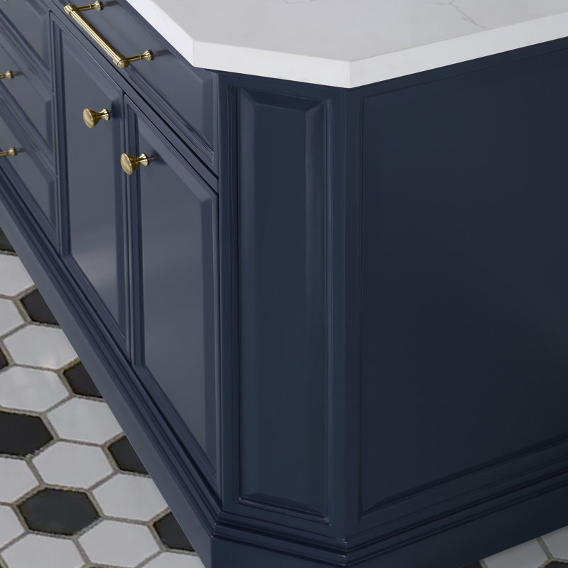 Palace 72'' W Double Vanity, Monarch Blue, Satin Brass