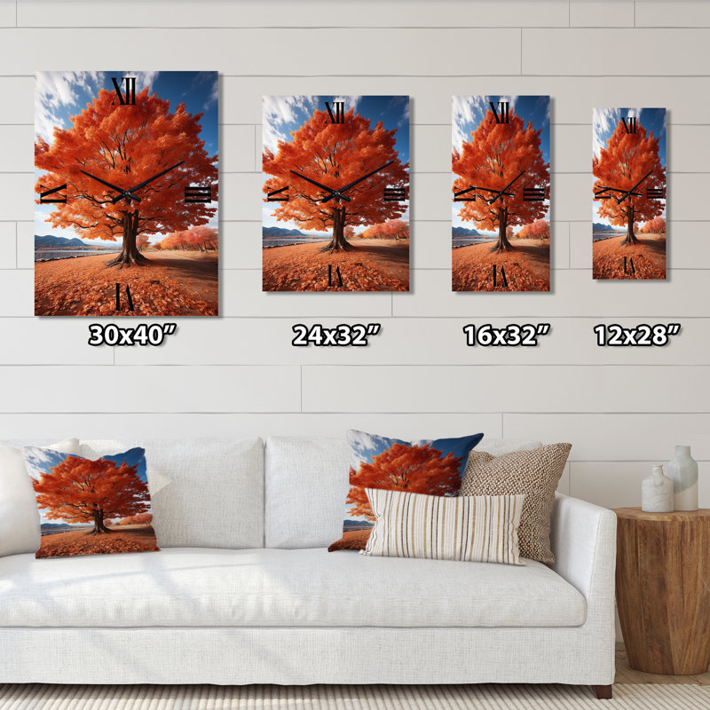 Horloge murale florale surdimensionnée Usa Autumn Splendor Tree, Grand