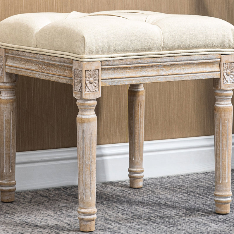 Vintage en beige, avec siège rembourré et fabrication en bois massif pour le salon, les pieds de tabouret de chambre à coucher beige, la chambre à coucher et le vestibule