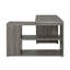 Bureau en L avec tiroirs et tablettes, gris vieilli