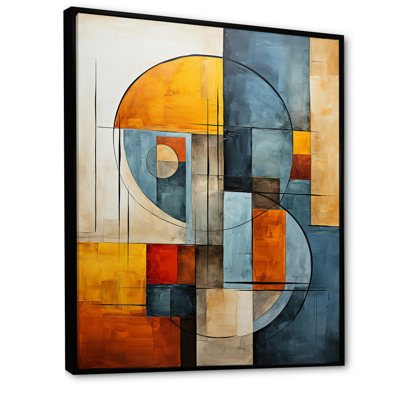 «Orange and Blue Cubism Assemblage II - Abstract Collages», art mural sur toile, H 40 po x l 30 po x P 1,5 po