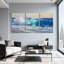 Ensemble de 3 tableaux muraux sur toile représentant un paysage marin et des vagues de l'océan-76766973