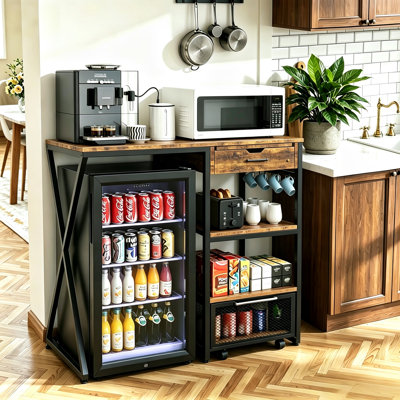 Mini armoire de réfrigérateur, tablettes de réfrigérateur avec prise de courant et compartiments de rangement multicouches