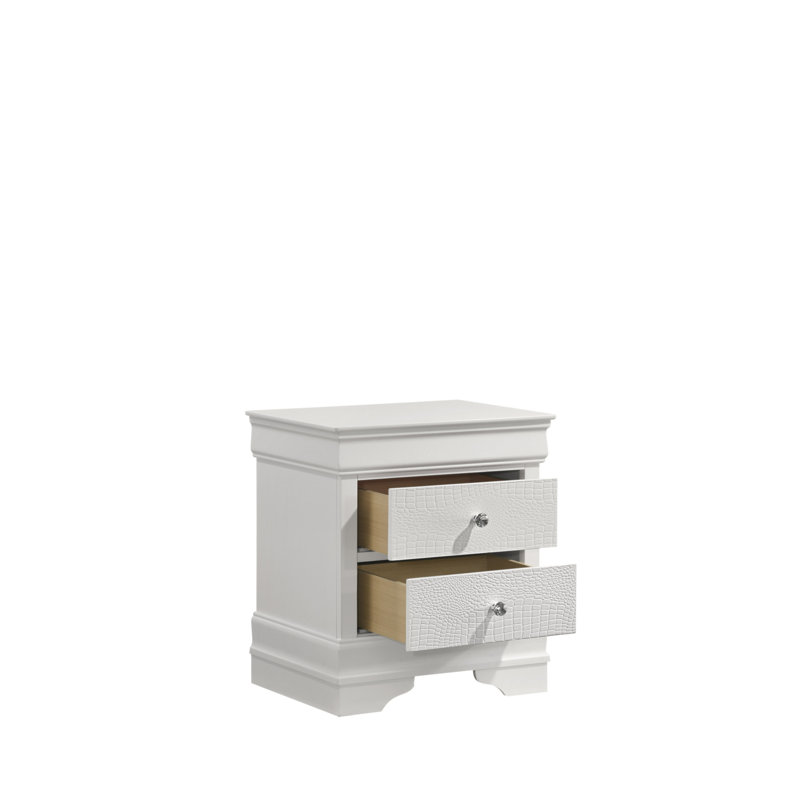 Table de chevet 2 tiroirs Blaze, Blanc