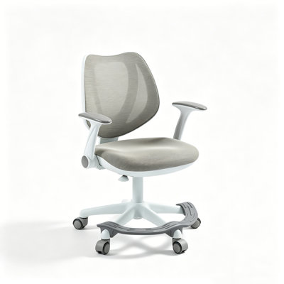 Computer Chairs with Armrest and Footrest Mesh Ergonomic with Adjustable Height Swivel Safe Sit-Locking Casters, Gray