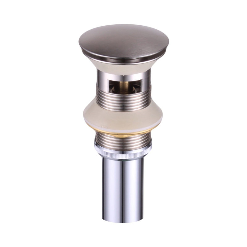 DAX Square Brass Vanity Sink Pop-up Drain, Brushed Nickel, Yes
