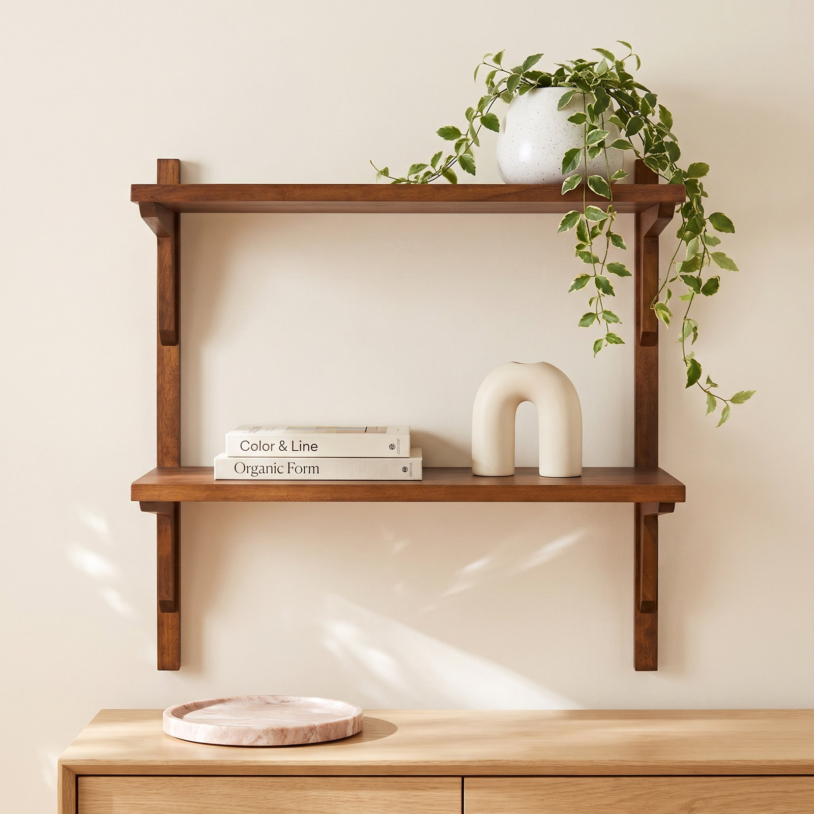 Baez 24" Tiered Shelf, Walnut Brown