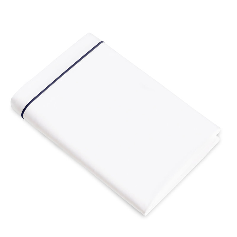 Luce Duvet Cover, White/Midnight Blue, Queen Duvet Cover