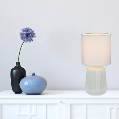 Ricard 26.5Cm White Glaze Table Lamp Set