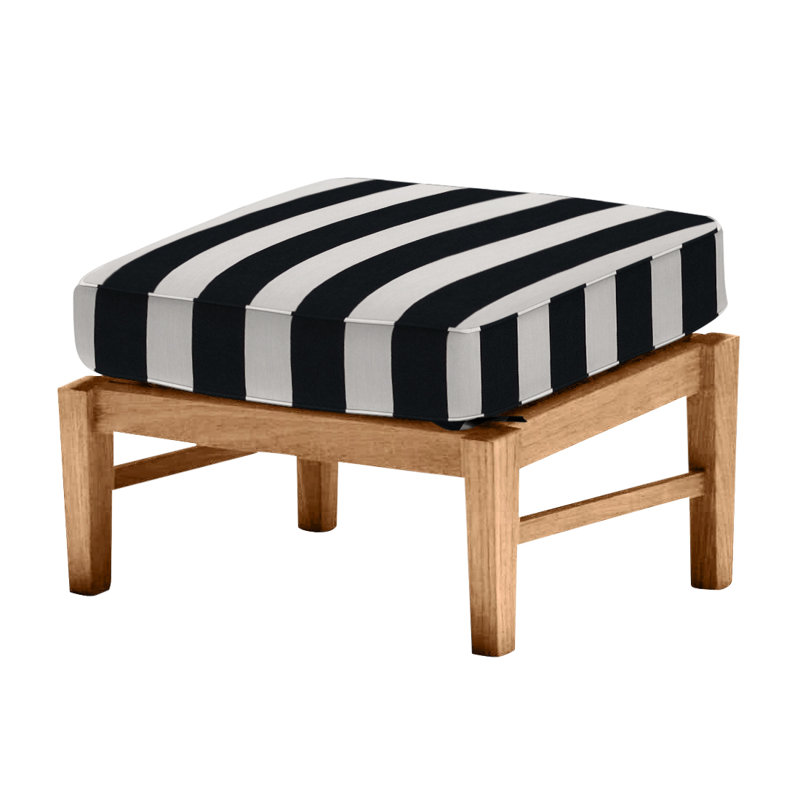 Repose-pieds Croquet - Teck naturel, Teck naturel, Welt, Sunbrella® ‑ Cabana à rayures minuit