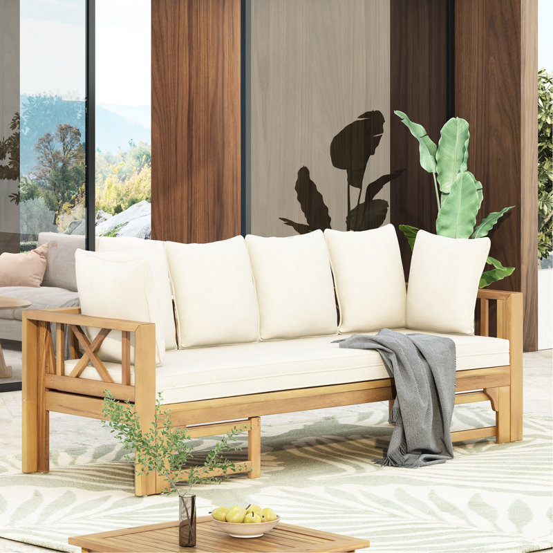 Lit de jour Wood Porch - Coussin à eau pour patio convertible et tissu