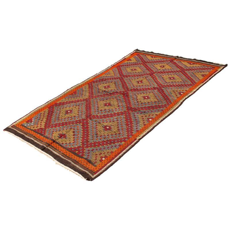 Tapisserie Konya rouge foncé Kilim 5 pi 11 po x 11 pi 0 po