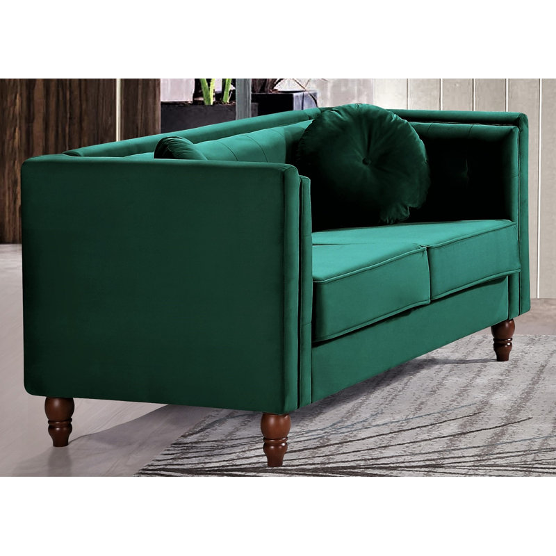 Dewel 58.3'' Velvet Loveseat, Green Velvet