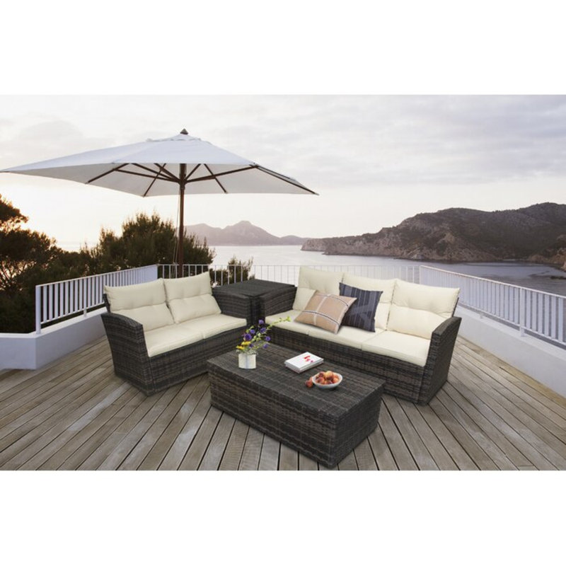 Adanely 5 - Person Patio Conversation Sets with Cushions