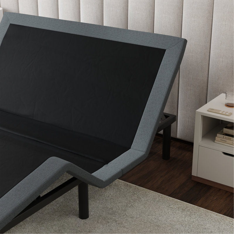 Black And Grey Adjustable Bed Base With Head And Foot Position Adjustments, Full