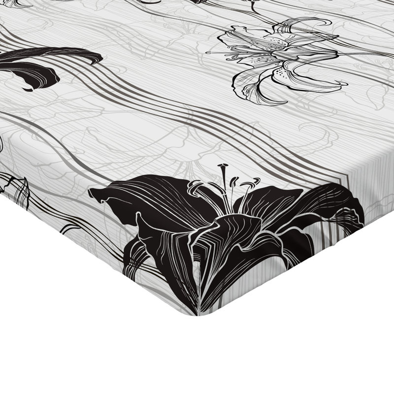 Drap-housse Ambesonne, Drap-housse très grand californien, Noix de coco, gris anthracite, gris / floral