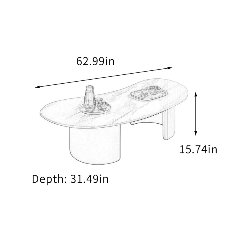 Table basse Modern Minimalisme, Blanc, Blanc / gris clair, 15.74" H x 62.99" L x 31.49" W