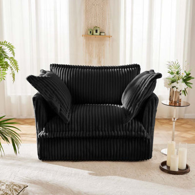 Fauteuil en velours côtelé 49 po avec 2 coussins décoratifs 49 po