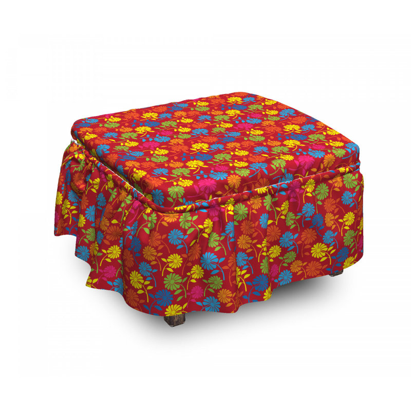 Housse pour de repose-pieds en fleurs