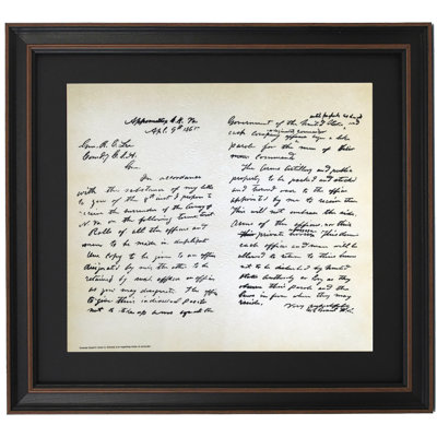General Grant's Letter to General Lee Regarding Terms of Surrender | Framed Textual Art Print on Antique Parchment