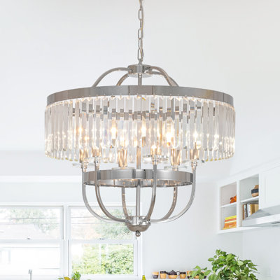 6 - Light Modern Glam Crystal Drum Chandelier