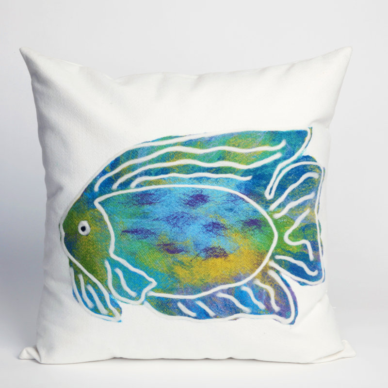 Rupert Batik Fish Outdoor Square Pillow Cover & Insert, 20"