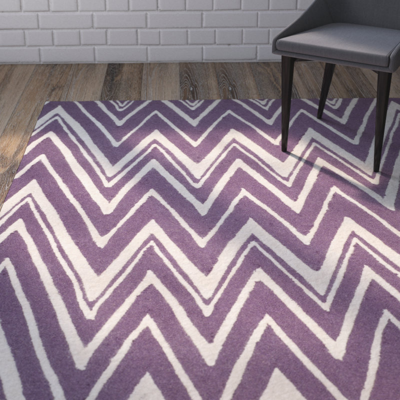 Sanyla Hand Tufted Wool Chevron Rug, Rectangle 4' x 6'