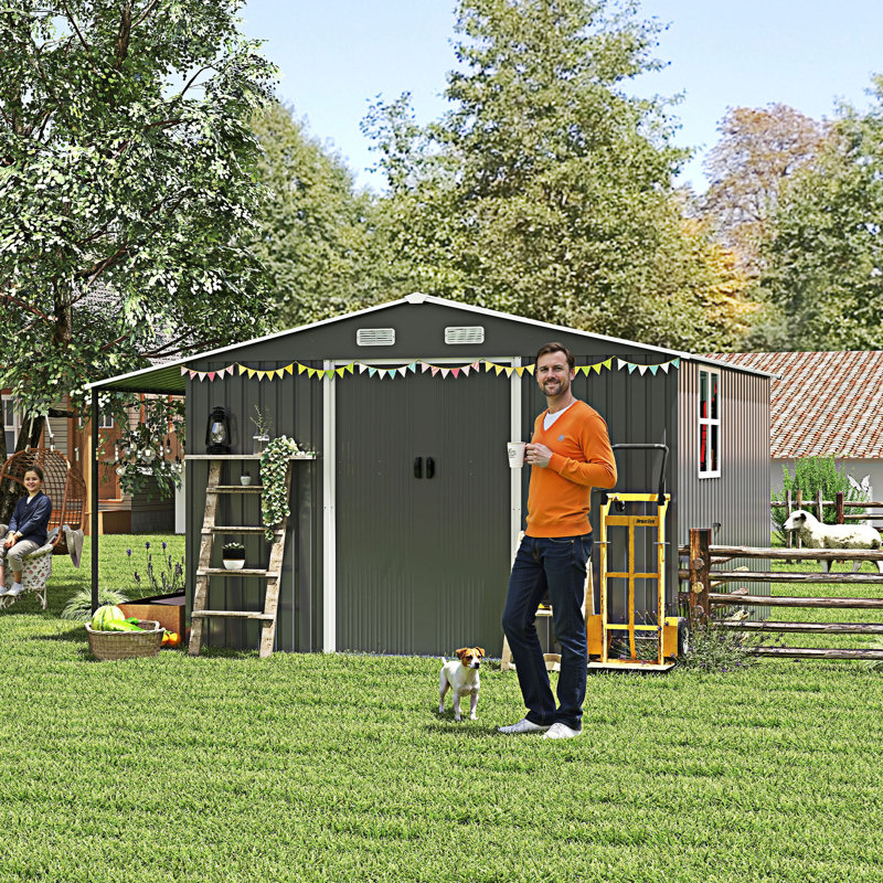 Remise de rangement extérieure avec portes et fenêtres verrouillables
