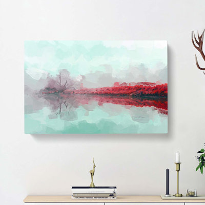 Fog Over A Lake In Ellensburg In Abstract - Wrapped Canvas Print