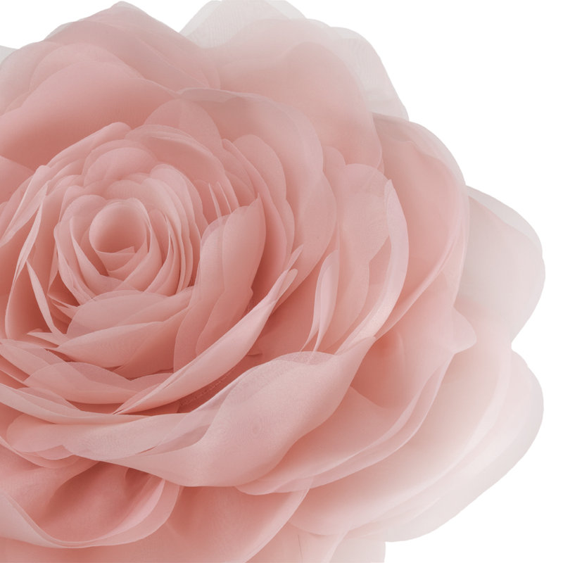 Simulation Rose Flower Throw Pillow Decorative Round Floral Accent Pillow Cover & Insert, Peach Pink, 12" x 12"
